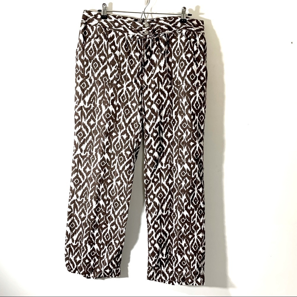 International Concept Brown Print Linen Pants